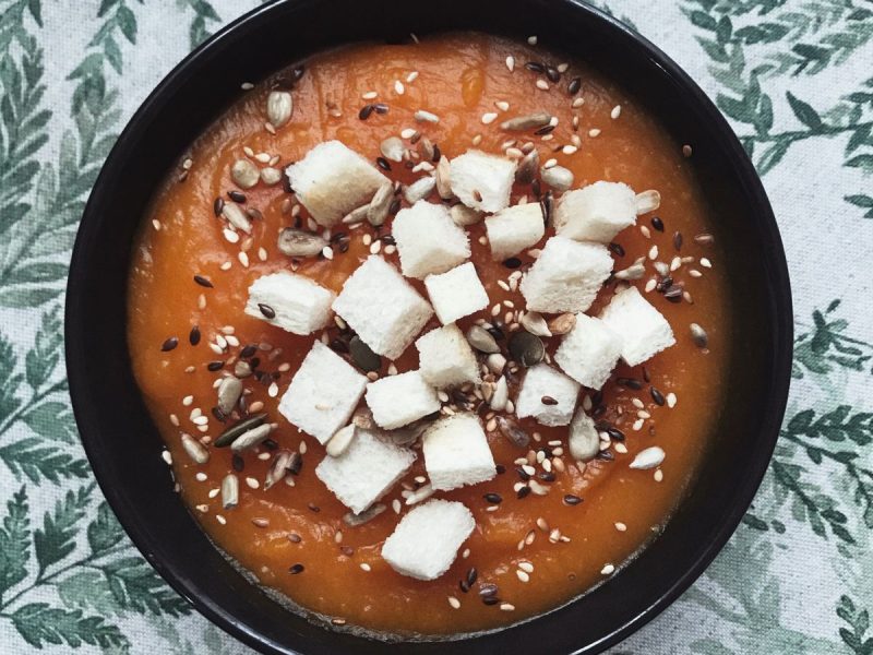 Roasted Cinderella Pumpkin Soup with Brown Butter
